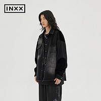 INXX 英克斯 ALLPICK 潮牌冬潮牌做旧牛仔衬衣男女拼接褪色设计感衬衫外套 黑色 S