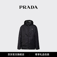 PRADA/普拉达男士Re-Nylon 再生尼龙双面穿连帽羽绒外套 黑色 S