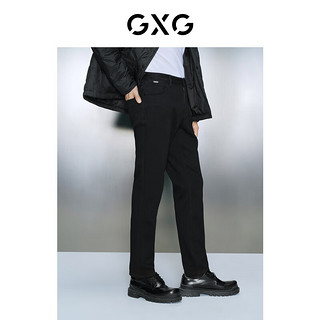 GXG男装 黑色直筒舒适弹力金属件装饰牛仔长裤 冬季 黑色 175/L