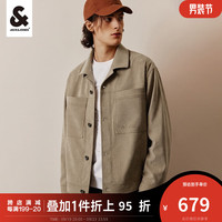 杰克·琼斯（JACK&JONES）秋季男装潮流长袖上衣复古翻领机车学院灯芯绒夹克外套男士 080棕 180/100A/L