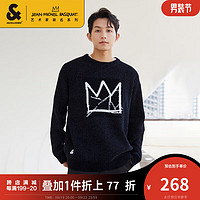 杰克·琼斯（JACK&JONES）BSQ联名男士时尚潮百搭织花针织衫毛衣男223324048 黑色-E40 165/88A/XS