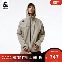 杰克·琼斯（JACK&JONES）秋季男装潮流宽松长袖上衣抽绳连帽立领印花休闲夹克外套男士 雾灰色 170/92A/S