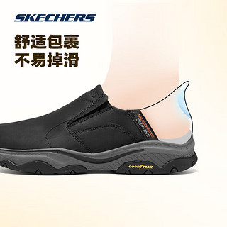 斯凯奇闪穿系列Skechers男子商务休闲鞋一脚蹬健步厚底皮鞋高回弹易脱穿