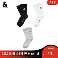 杰克琼斯 杰克·琼斯（JACK&JONES）舒适含棉亲肤时尚潮休闲日常百搭3双装男袜子22331Q009 黑色-E40 24-26/M