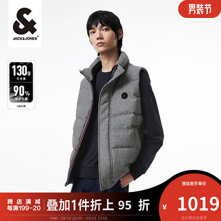 杰克·琼斯（JACK&JONES）秋季男时尚黑白格纹复古休闲马甲外套223434004 黑色PURE BLACK 165/88A/XS