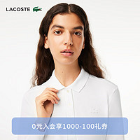 LACOSTE法国鳄鱼女装纯色白色基础款长袖POLO衫|PF5464 001/白色 34/XS/155