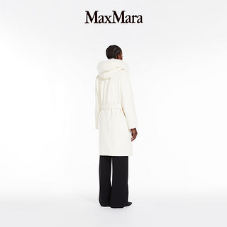 MaxMara  女装 羊毛连帽系带大衣6016113906 白色 34