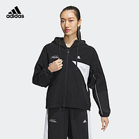 adidas阿迪达斯轻运动女装秋季运动连帽夹克外套IP0753 黑色/白 A/M