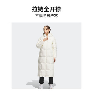 adidas阿迪达斯轻运动女装冬季保暖运动连帽羽绒服IK2384 乳白色/魔力浅褐 A/L