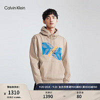 Calvin Klein  Jeans男士摩天大楼印花宽松抓绒连帽卫衣J324104 PED-奶茶咖 S