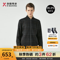 劲霸男装外套男棒球领时尚休闲秋季短版毛呢茄克BDWG3398 黑色 175/L