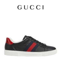 GUCCI古驰Gucci Ace系列饰织带男士运动鞋 黑色 7.5