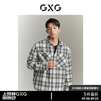 GXG男装 秋冬 经典黑白格纹男式夹克外套上衣外套 白底黑格 185/XXL