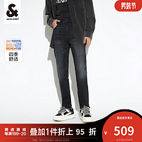 杰克·琼斯（JACK&JONES）秋季男装潮流修身长裤百搭时尚修身舒适弹力磨破水洗牛仔裤 A17黑色牛仔 170/76A/SR