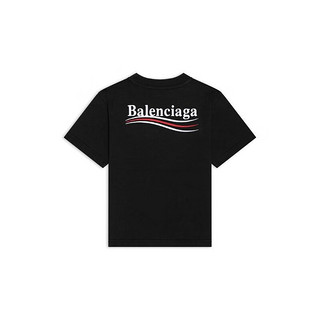 巴黎世家（BALENCIAGA）黑白复古平纹针织政治竞选T恤 黑白 4