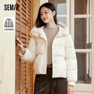 森马（Semir）森马棉服女三防连帽面包服温柔甜美2023冬宽松纯色厚外套百搭 奶白10501 150/76A/XS