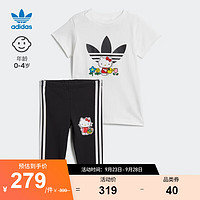 adidas阿迪达斯三叶草女婴童可爱卡通运动短袖套装II0855 白/黑色 92CM