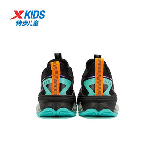 特步中国航天童鞋中大童男童运动跑鞋运动科技款跑鞋 黑/极光绿 33码