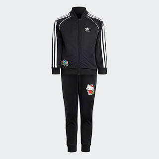 adidas阿迪达斯三叶草女小童儿童可爱卡通运动长袖套装II0854 黑色 110CM