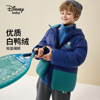 迪士尼（DISNEY）面包羽绒服童装儿童男女童23冬卡通白鸭绒DB341KE09机能蓝100