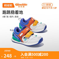 基诺浦(ginoble)童鞋学步鞋1-5岁宝宝鞋子秋款防滑缓震机能鞋 GY1483 白色/鲜蓝/活力橙 140mm_内长15/脚长13.6-14.5cm