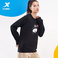 XTEP 特步 男女款卫衣加绒保暖熊猫图案休闲运动套头衫情侣款