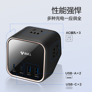 BULL 公牛 35W PD苹果快充插座/插线板/插排/接线板 USB（2C2A）+3插孔 全长1.5米 总输出35W GNV-MS1353