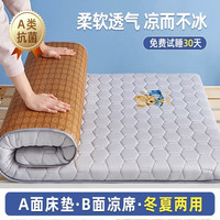 南极人牛奶丝藤席多功能双面床垫 宿舍上下铺加厚垫双人家用软垫 小熊-灰色