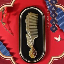 HOMEMAKER 好美家 白水牛角梳子玫瑰女士头梳礼品礼盒 520七夕情人节教师节生日结婚礼物 国风礼盒