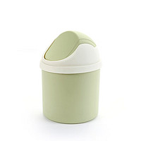 洋臣创意摇盖式迷你垃圾桶桌面带料纸篓家用办公小号收纳桶  绿色