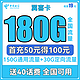 中国电信 翼喜卡 19元月租（150G通用流量+30G定向流量）送40话费