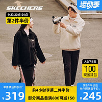 SKECHERS 斯凯奇 摇粒绒外套女保暖立领黑色上衣男L423U076