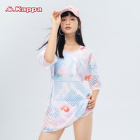 卡帕泳衣女夏季风分体三件套遮肚显瘦2023纯欲风游泳装 粉白色 M 身高155-160cm体重40-49kg