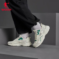 乔丹QIAODAN运动鞋季网面透气老爹鞋复古休闲跑步鞋 象牙色/苜蓿绿(男款) 39