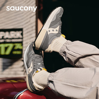Saucony索康尼JAZZ NXT复古休闲鞋男女同款增高运动休闲鞋灰米37