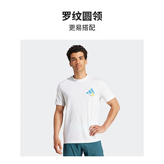 adidas阿迪达斯男装秋季印花网球运动上衣圆领短袖T恤II5923 白色 A/M