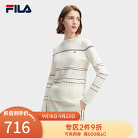 FILA斐乐女士编织衫冬季新款休闲小高领毛衣 蒸汽白-IV 165/84A/M