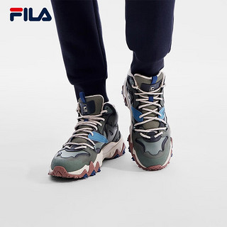 斐乐（FILA）男鞋加绒中帮欧客漫2复古运动鞋2023冬休闲鞋老爹鞋 热罗勒绿/暗墨绿-MP 43