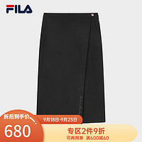 FILA 斐乐女士针织裙休闲时尚半身裙 正黑色-BK 170/70A/L