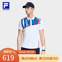 斐乐（FILA） 男子针织短袖POLO衫修身网球运动上衣 玉石白-WT 170/92A/M