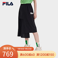 斐乐（FILA） x MIHARA女子半身裙拼接不规则裙摆梭织裙 正黑色-BK 170/70A/L