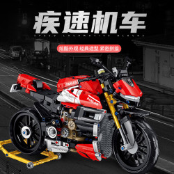 PANLOS BRICKS 潘洛斯 摩托车积木模型 1:8大尺寸 杜卡迪街霸V4SP 672006