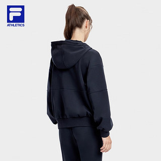 斐乐（FILA） 女子针织连帽外套抗菌宽松运动上衣 深黑-BK 185/100A/XXXL