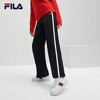 FILA 斐乐 女士梭织长裤时尚宽松撞色拼接阔腿裤 传奇蓝-NV 160/62A/S