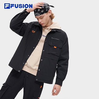 斐乐（FILA） FUSION潮牌男子梭织上衣时尚宽松工装外套 正黑色-BK 165/88A/S