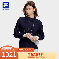 FILA 斐乐女士针织连帽外套2023冬基础简约运动上衣 RD宝蓝-NV 170/88A/L