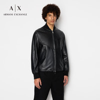 阿玛尼EMPORIO ARMANI ARMANI EXCHANGE男装AX男士棒球领拉链款羊皮革外套