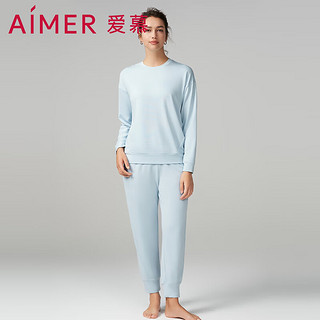 爱慕睡衣女23AW零碳生活套头长袖分身套装家居服AM468781 清水绿AD0 160