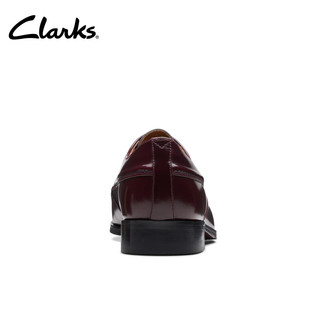 Clarks其乐工艺系列男鞋商务正装皮鞋舒适透气德比新婚鞋 深红色 261745437 39.5