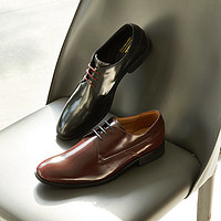 Clarks其乐工艺系列男鞋商务正装皮鞋舒适透气德比新婚鞋 深红色 261745437 39.5